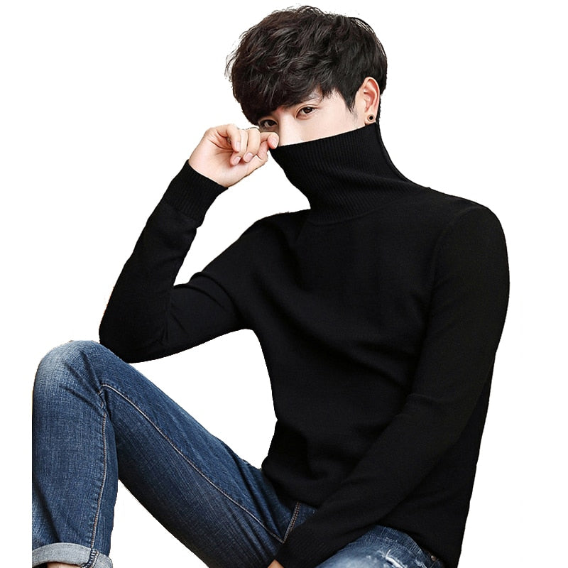 mens black dress sweater Ash & Erie Cardigan for Short Men Black / M minimal look. Black Pullover Leather detail Sweater-