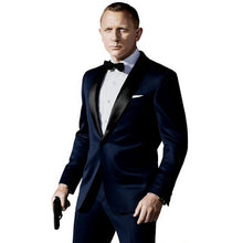 Load image into Gallery viewer, Groomsmen Peaked Black Lapel Groom Tuxedos Burgundy Mens Suit Wedding Best Man (Jacket+Pants+Tie) high quality Suits